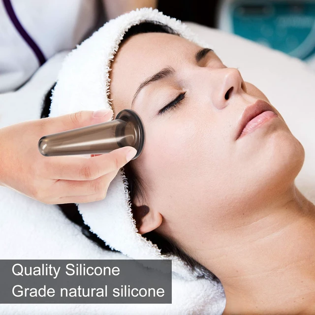 Alt view image 5 of 6 - Silicone Facial Cupping Set, Vacuum Massage Cup Kit for Body, Face, Neck, Back, and Eye, 6 Cups and Exfoliating Brush(Black)