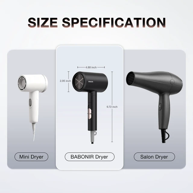 Alt view image 5 of 7 - 1875W Hair Dryer with Diffuser, Ionic Foldable Blow Dryer, Black | Fast Drying for Frizzy, Curly & All Hair Types, 3 Heat & 2 Speed, Concentrator & Diffuser, Compact for Home, Women & Men