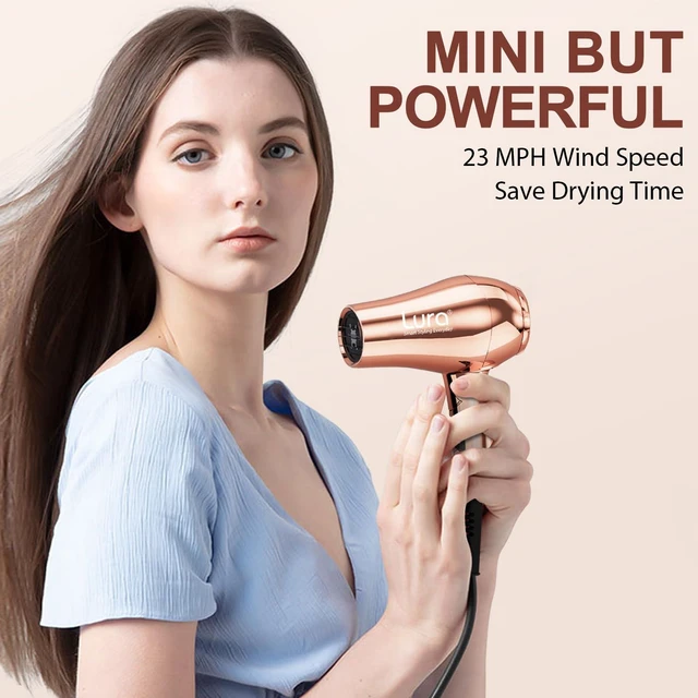 Alt view image 2 of 6 - Mini Portable Travel Hair Dryer:Dual Voltage Small Lightweight Blow Dryer with EU Plug,1200W Compact Hairdryer with Folding Handle,with Concentrator&Diffuser Attachment,for Women and Men