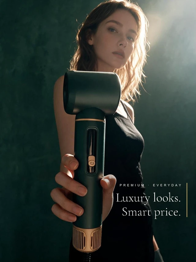 Alt view image 2 of 7 - 5 in 1 Hair Dryer Brush and Air Styler with LCD Screen, 122°F-230°F Precision Heat, Green, ALCI Safety Plug, 5 in 1 Hair Styler