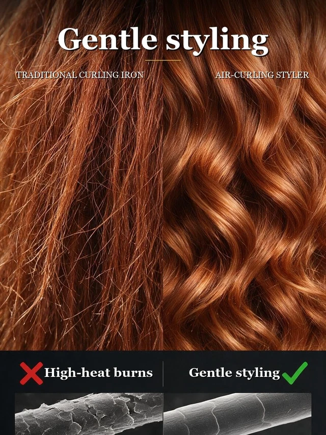 Alt view image 5 of 7 - 5 in 1 Hair Dryer Brush and Air Styler with LCD Screen, 122°F-230°F Precision Heat, Green, ALCI Safety Plug, 5 in 1 Hair Styler