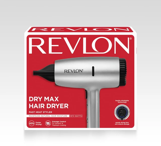 Alt view image 7 of 7 - Dry Max Hair Dryer with Diffuser for Natural Curls, Silver | 1875 Watts, Prevents Frizz, Speeds Drying Time, and Reduces Damage, Plus Concentrator for Precise Styling