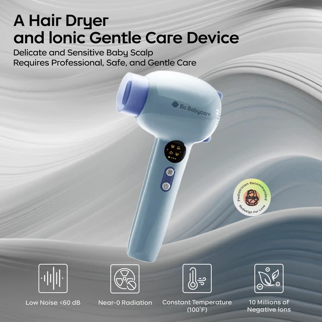 Alt view image 2 of 7 - Gentle Cordless Hair Dryer for Baby and Kids, Quiet Portable Mini Blow Dryer for Infant,Portable Travel Hair Dryer,Low Heat/Speed with 4 Model for Hair Diaper and Full Body (Purple)