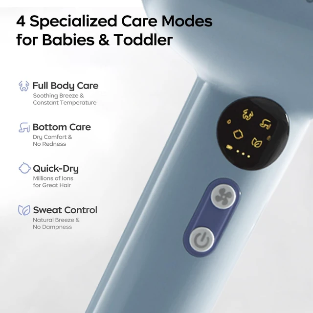 Alt view image 3 of 7 - Gentle Cordless Hair Dryer for Baby and Kids, Quiet Portable Mini Blow Dryer for Infant,Portable Travel Hair Dryer,Low Heat/Speed with 4 Model for Hair Diaper and Full Body (Purple)