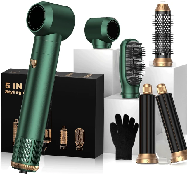 Main image of 5-in-1 Hot Air Styler & Blow Dryer Brush Set - 700W Gentle Temperature Hair Multi-Styler with Auto-Wrap Curlers & Round Brush for Fine, Thin, or Damaged Hair, 100-120V US Outlet Only