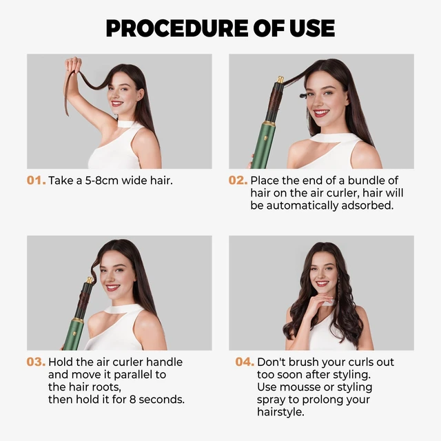 Alt view image 3 of 7 - 5-in-1 Hot Air Styler & Blow Dryer Brush Set - 700W Gentle Temperature Hair Multi-Styler with Auto-Wrap Curlers & Round Brush for Fine, Thin, or Damaged Hair, 100-120V US Outlet Only