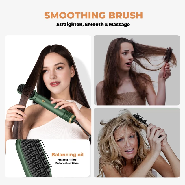 Alt view image 5 of 7 - 5-in-1 Hot Air Styler & Blow Dryer Brush Set - 700W Gentle Temperature Hair Multi-Styler with Auto-Wrap Curlers & Round Brush for Fine, Thin, or Damaged Hair, 100-120V US Outlet Only