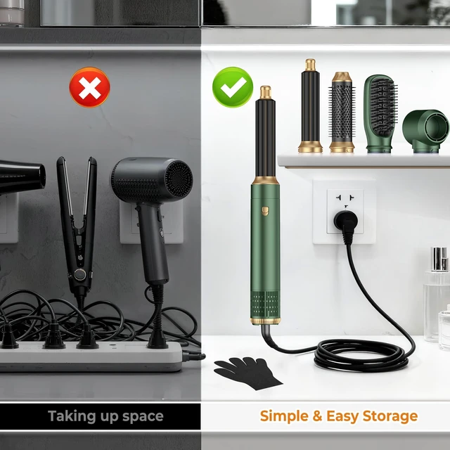 Alt view image 6 of 7 - 5-in-1 Hot Air Styler & Blow Dryer Brush Set - 700W Gentle Temperature Hair Multi-Styler with Auto-Wrap Curlers & Round Brush for Fine, Thin, or Damaged Hair, 100-120V US Outlet Only