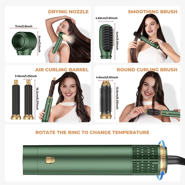 Alt view image 7 of 7 - 5-in-1 Hot Air Styler & Blow Dryer Brush Set - 700W Gentle Temperature Hair Multi-Styler with Auto-Wrap Curlers & Round Brush for Fine, Thin, or Damaged Hair, 100-120V US Outlet Only