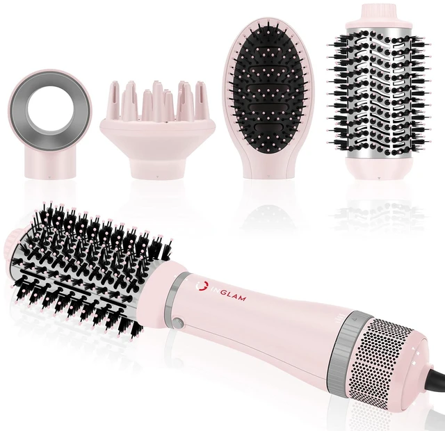 Main image of 4 in 1 Blowout Hair Dryer Brush Set - Negative Ion Detachable Hair Dryer, Volumizer Styler with 2 Brush Heads, Pink