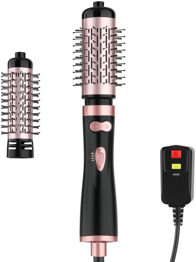 Main image of Rotating Hair Dryer Brush Ceramic, Blow Dryer Brush 2 Spin Brushes Set 1.5 Inch &2 Inch, One-Step Hot Air Brush Volumizer, Smooth, C-Curls|Black (Black)