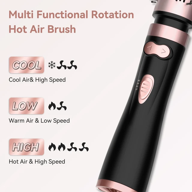 Alt view image 5 of 6 - Rotating Hair Dryer Brush Ceramic, Blow Dryer Brush 2 Spin Brushes Set 1.5 Inch &2 Inch, One-Step Hot Air Brush Volumizer, Smooth, C-Curls|Black (Black)