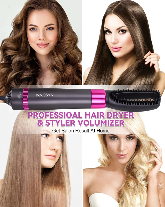 Alt view image 6 of 6 - 5 in 1 Hair Dryer Brush, Negative Ion Electric Hot Air Blow Dryer Brush Comb (black-red)