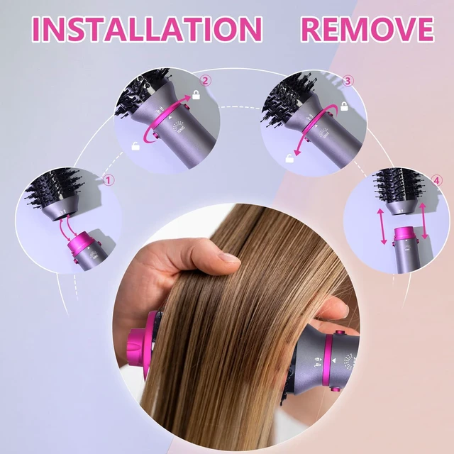 Alt view image 6 of 7 - Blow Dryer Brush 4-in-1, Hot Air Styler Set with Negative Ion for Salon Blowout, Drying, Smooth Wavy, Volumizing, Straightening, Sleek and Less Frizz