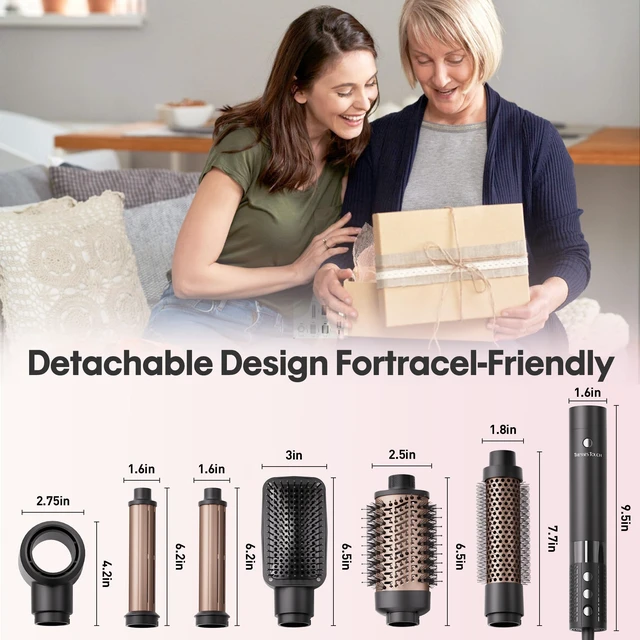 Alt view image 3 of 7 - 6 in 1 Blow Dryer Brush Set, Powerful Hair Dryer Brush with Auto-Winding Curl L/R, Fast Drying, Smooth Blowouts, Root-Lift Volume, No Heat Damage Frizz-Free Thermal Brush, Hot Air Styler for Travel