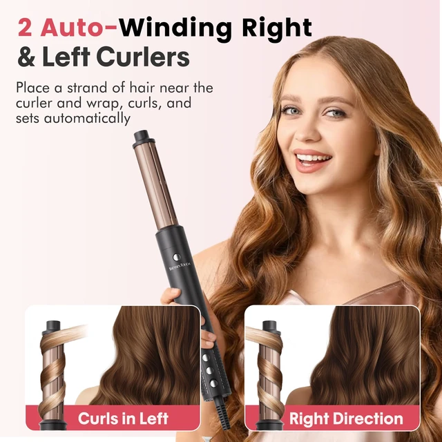 Alt view image 5 of 7 - 6 in 1 Blow Dryer Brush Set, Powerful Hair Dryer Brush with Auto-Winding Curl L/R, Fast Drying, Smooth Blowouts, Root-Lift Volume, No Heat Damage Frizz-Free Thermal Brush, Hot Air Styler for Travel