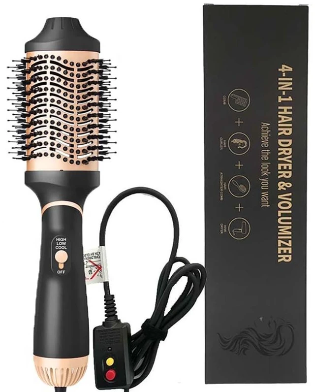 Main image of Hair Dryer Brush Blow Dryer in One Step, Upgraded 4 in 1 Hair Dryer and Styler Volumizer with Negative Ion Anti-frizz Ceramic Titanium Barrel Hot Air Brush Hair Straightener (Golden, Large)