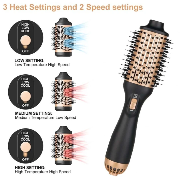 Alt view image 4 of 7 - Hair Dryer Brush Blow Dryer in One Step, Upgraded 4 in 1 Hair Dryer and Styler Volumizer with Negative Ion Anti-frizz Ceramic Titanium Barrel Hot Air Brush Hair Straightener (Golden, Large)
