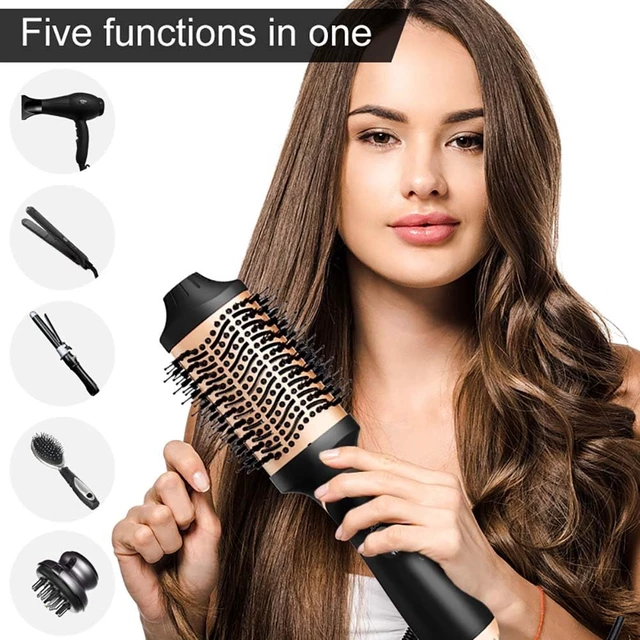 Alt view image 5 of 7 - Hair Dryer Brush Blow Dryer in One Step, Upgraded 4 in 1 Hair Dryer and Styler Volumizer with Negative Ion Anti-frizz Ceramic Titanium Barrel Hot Air Brush Hair Straightener (Golden, Large)