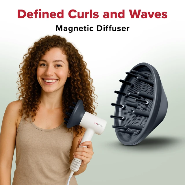 Alt view image 2 of 7 - Ionic Hair Dryer with Diffuser for Curly Hair, Wavy Professional High-Speed Brushless Blow Dryer for Fast Dry, Low Noise, Lightweight, Compact Hair-Dryer Travel