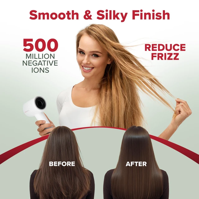 Alt view image 4 of 7 - Ionic Hair Dryer with Diffuser for Curly Hair, Wavy Professional High-Speed Brushless Blow Dryer for Fast Dry, Low Noise, Lightweight, Compact Hair-Dryer Travel