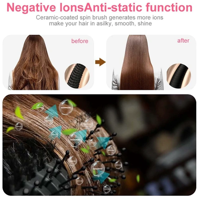 Alt view image 7 of 7 - Hair Dryer Brush Blow Dryer in One Step, Upgraded 4 in 1 Hair Dryer and Styler Volumizer with Negative Ion Anti-frizz Ceramic Titanium Barrel Hot Air Brush Hair Straightener (Golden, Large)