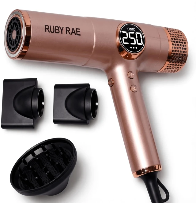 Main image of Ionic Hair Dryer 2000W, Professional Dual Voltage Blow Dryer with Diffuser, Lightweight Design, Fast Drying, Low Noise Technology, 3 Magnetic Attachments Suitable for All Hair Types