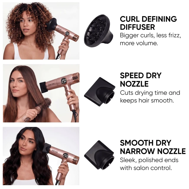 Alt view image 2 of 7 - Ionic Hair Dryer 2000W, Professional Dual Voltage Blow Dryer with Diffuser, Lightweight Design, Fast Drying, Low Noise Technology, 3 Magnetic Attachments Suitable for All Hair Types