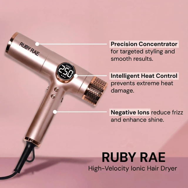 Alt view image 7 of 7 - Ionic Hair Dryer 2000W, Professional Dual Voltage Blow Dryer with Diffuser, Lightweight Design, Fast Drying, Low Noise Technology, 3 Magnetic Attachments Suitable for All Hair Types