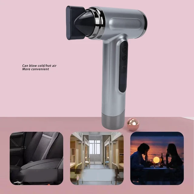 Alt view image 5 of 7 - Cordless Hair Dryer for Travel, Portable Blow Dryer Fast Drying, 200W, 15600mAh USB Rechargeable, USB C Charging, Hot/Cool Wind, with Nozzle, for Camping Dorm Home Use