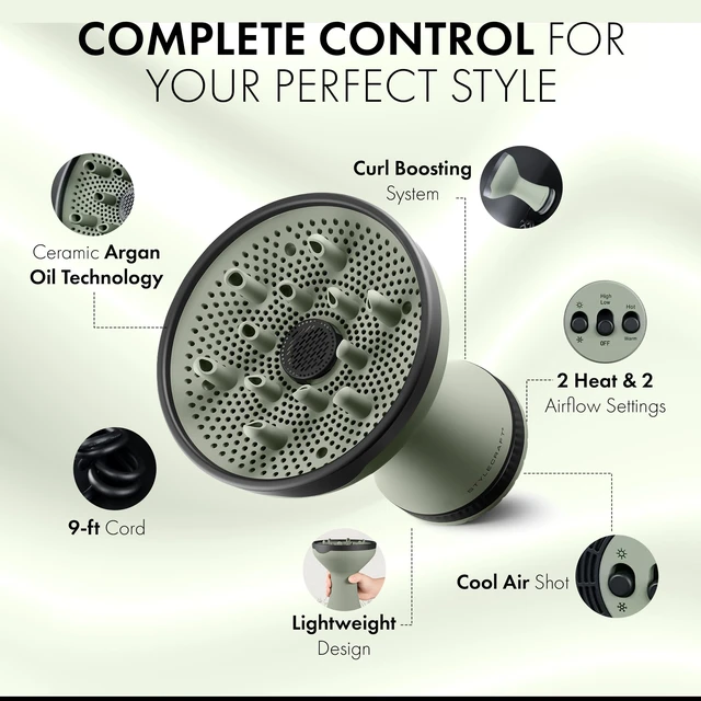 Alt view image 3 of 7 - Sage 2-in-1 Diffuser Hair Dryer for Curly Hair & Defined Styling | 2-IN-1 Diffuser & Hair Dryer with an integrated diffuser, designed to define curls, reduce frizz and amplify volume and shine
