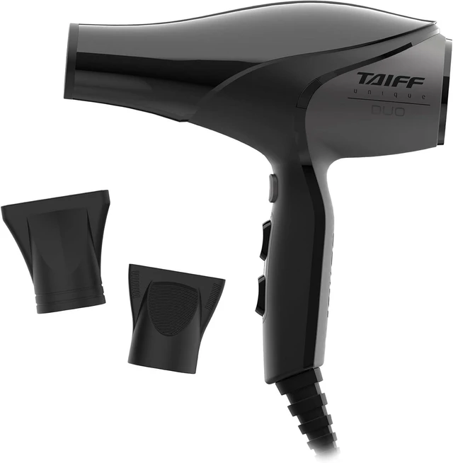Main image of Unique Duo Professional Hair Dryer | 127V 1875 Watt AC Motor | Ionic Tourmaline & Ceramic Titanium Technology Blow Dryer with 2 Concentrator Nozzles | Gray