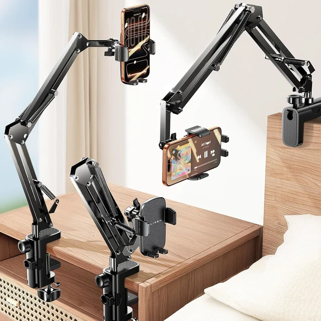 Main image of Cell Phone Holder for Bed Desk, Overhead Phone Mount iPhone Recording | Magic Arm, Gooseneck Phone Holder for Desk, Cell Phone Stand for Desk, Tech Gadgets iPhone 18 Gaming Accessories Gifts