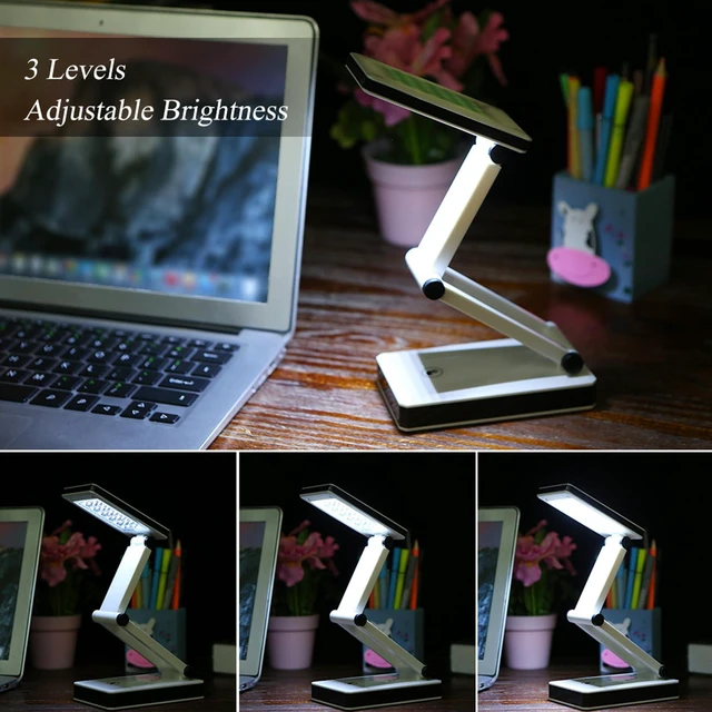 Alt view image 6 of 7 - Foldable LED Desk Lamp Portable LED Table Lamp Folding Light Sensitive Touch Control 2 Levels Adjustable Brightness Battery and USB Powered for Travel Studing Home Office School(2 Packs)