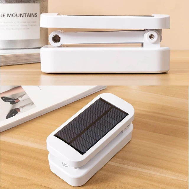 Alt view image 6 of 7 - Solar Foldable Desk Lamp, Portable Dimmable LED Reading Lamp with Solar & USB Charging Port for Student Bedside Night Light Cordless Table lamp for Office, Bedroom, Travel, Emergency (White)