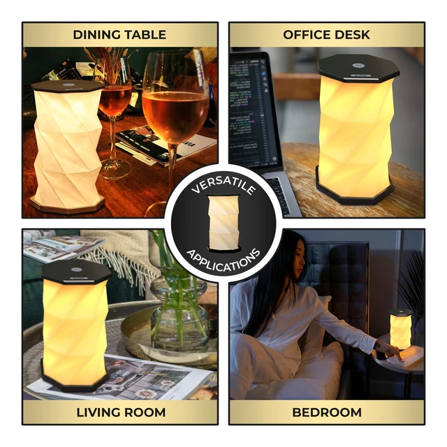 Alt view image 5 of 7 - Origami Expanding Foldable LED Desk Lamp USB Rechargeable & Portable - Dimmable Touch Control Light with Adjustable Height up to 8.25" for Office, Travel, Bedside - Sleek & Modern Design (Black)