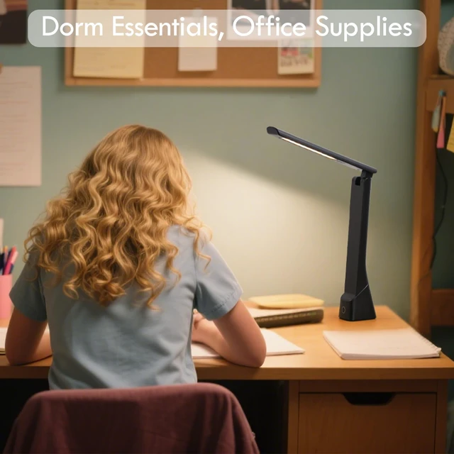 Alt view image 5 of 6 - Rechargeable LED Desk Lamp with Torch Light for Office Home,Cordless Battery Operated Table Lamp with 3 Colors Dimmble Stepless,Eye-Caring Desk Light,Touch Control Lamp for Camping Reading Study