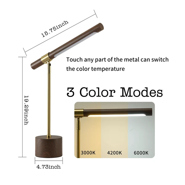 Alt view image 5 of 7 - Adjustable Office Desk Lamp - LED Touch Control Foldable Swivel 3 Color Modes Light Metal