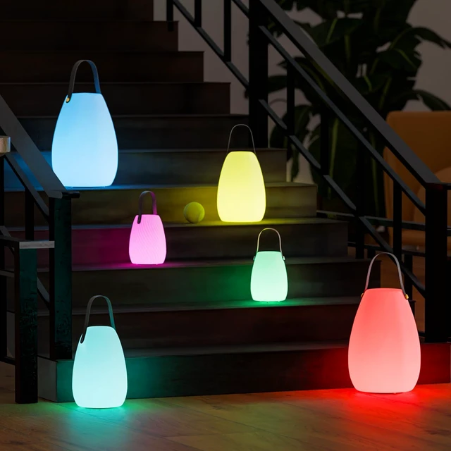 Alt view image 5 of 7 - Rechargeable Portable Table Lamp with Remote | Cordless RGB Lantern Decorative LED Night Light, IP44 Waterproof Indoor Outdoor Lamp for Bedroom Patio Garden Wedding Party