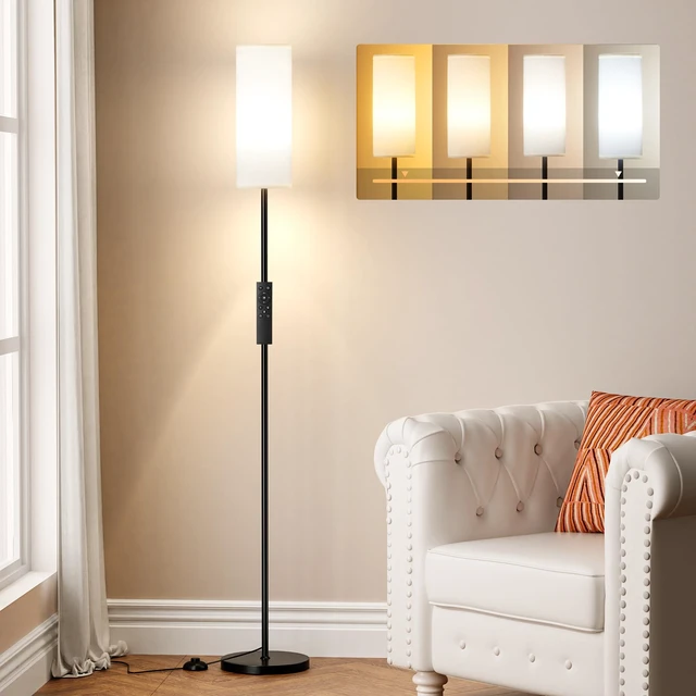 Alt view image 7 of 7 - 64" Modern Floor Lamp with Remote Control, 9W Bulb Included | Floor Lamps for Living Room, Stepless Dimmable Colors Temperature & Brightness, Standing Lamps for Living Room Bedroom Office