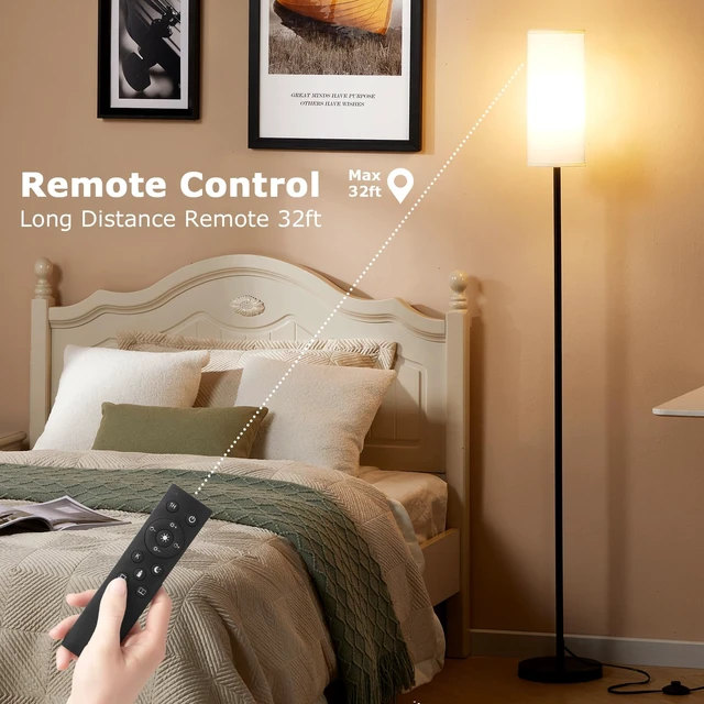 Alt view image 6 of 7 - 64" Modern Floor Lamp with Remote Control, 9W Bulb Included | Floor Lamps for Living Room, Stepless Dimmable Colors Temperature & Brightness, Standing Lamps for Living Room Bedroom Office