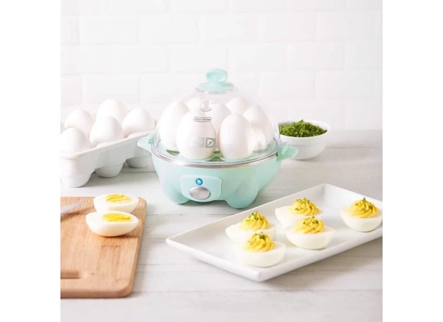 Alt view image 6 of 7 - Rapid Egg Cooker, 7 Eggs, Hard Boiled, Poached & Omelettes, Aqua | Electric Egg Poacher, Boiler, Steamer & Omelette Maker, Soft, Medium or Scrambled Eggs, Auto Shut-Off, BPA-Free