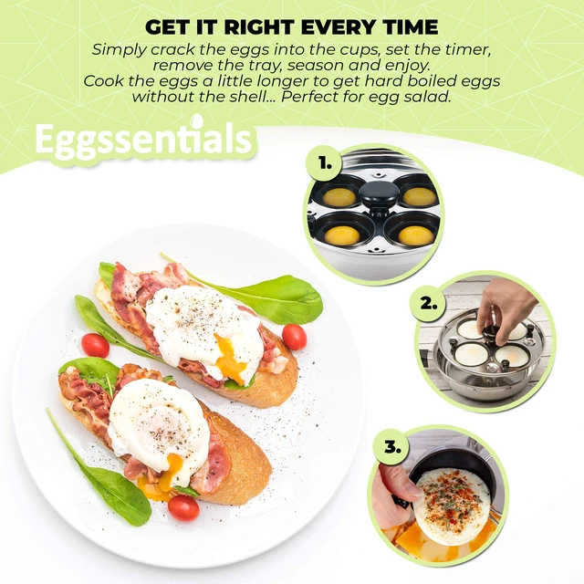 Alt view image 4 of 7 - Poached Egg Maker, Stainless Steel Egg Poaching Pan, Poached Eggs Cooker Food Grade Safe PFOA Free with Spatula.