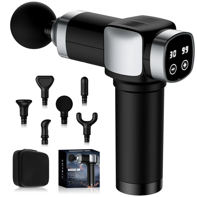 Alt view image 4 of 7 - Massage Gun Deep Tissue, Handheld Percussion Muscle Massager for Back | Back Massage for Athletes for Pain Relief,Neck & Shoulder Massager with 30 Speed Levels & 6 Massage Heads,Gift for Men Women