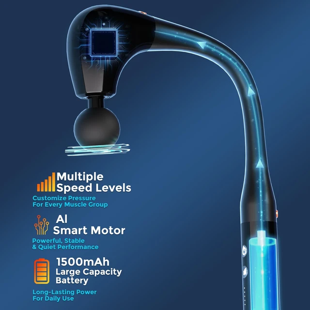 Alt view image 4 of 7 - Massage Gun Deep Tissue 2-in-1 Detachable with Extension Handle | Percussion Massage for Pain Relief,Back Massager,for Shoulder Neck Waist Thigh,Upgraded Deep Tissue Relief