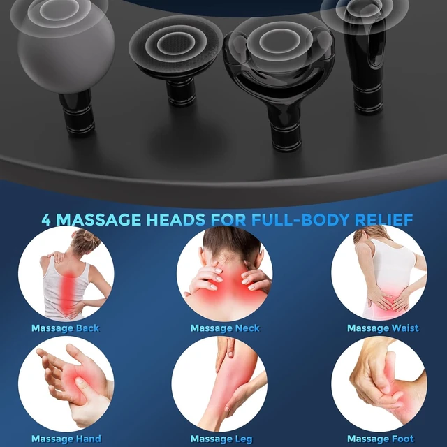 Alt view image 5 of 7 - Massage Gun Deep Tissue 2-in-1 Detachable with Extension Handle | Percussion Massage for Pain Relief,Back Massager,for Shoulder Neck Waist Thigh,Upgraded Deep Tissue Relief
