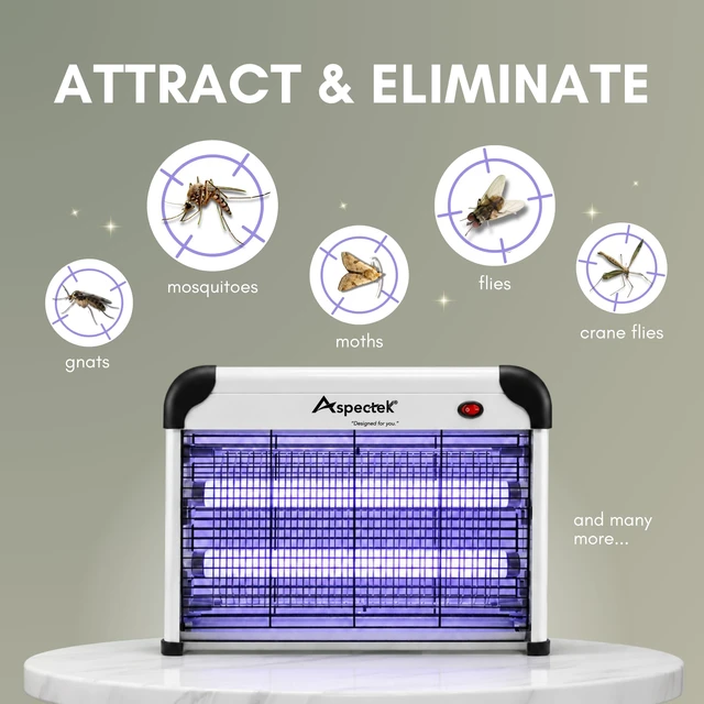 Alt view image 3 of 7 - Electric Bug Zapper, 20W UV Bulbs, Fly, Mosquito, Gnat and Moth Control, Indoor and Covered Outdoor Use for Home, Garage, Patio and Farm, Includes 2 Replacement Bulbs