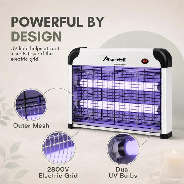Alt view image 7 of 7 - Electric Bug Zapper, 20W UV Bulbs, Fly, Mosquito, Gnat and Moth Control, Indoor and Covered Outdoor Use for Home, Garage, Patio and Farm, Includes 2 Replacement Bulbs