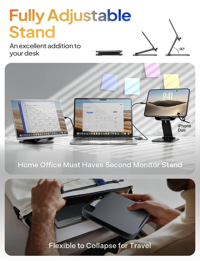 Alt view image 3 of 6 - iPad Stand Tablet Holder for Desk, Kindle Accessories Stand for Apple | iPhone Duo iPad Accessories, Fold Portable Monitor Stand, Phone Stand Desk Accessories Offices Essentials, Gifts for Wo Men