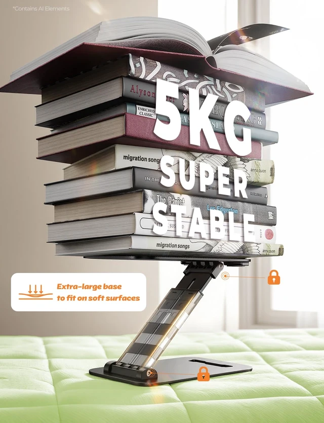 Alt view image 5 of 6 - iPad Stand Tablet Holder for Desk, Kindle Accessories Stand for Apple | iPhone Duo iPad Accessories, Fold Portable Monitor Stand, Phone Stand Desk Accessories Offices Essentials, Gifts for Wo Men